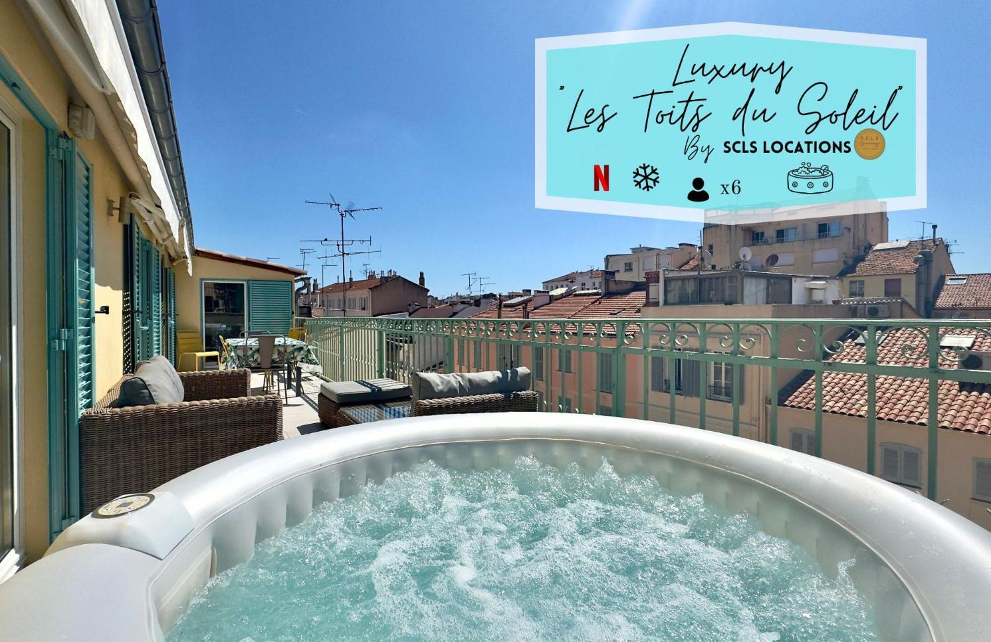 Luxury "Les Toits Du Soleil" - Magnifique Appartement Avec Terrasses Et Jacuzzi - Centre De Cannes - By Scls Locations Dış mekan fotoğraf